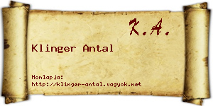 Klinger Antal névjegykártya